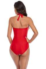 Solid Color One-Piece Swimwear