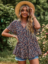 Lässiges T-Shirt mit V-Ausschnitt und Temperament-Print