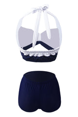 Gestreifter zweiteiliger Bikini-Badeanzug