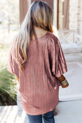 Übergroßes T-Shirt mit Folienstruktur in Rosa-Kupfer