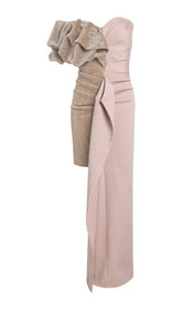 VESTIDO MIDI CON TIRANTES FRUNCIDOS Y EMPALME