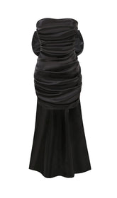 TRÄGERLOSES MINIKLEID MIT SCHLEIFE IN SCHWARZ