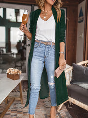 Freizeitmantel in Übergröße, Damen-Cardigan aus massivem Samt mit langen Ärmeln und offener Vorderseite