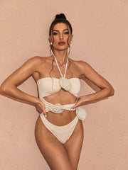 NECKHOLDER-BADEANZUG MIT CUTOUTS UND VERZIERUNG