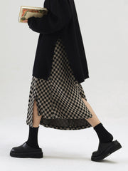 Falda larga con abertura a cuadros