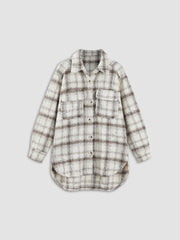 Jacke mit Knopfleiste und kariertem Kragen