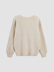 Suéter de cuello en V con punto trenzado