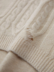 Suéter de cuello en V con punto trenzado