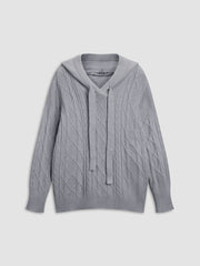 Suéter con capucha de punto cable