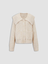 Button Up Cable Knit Collared Cardigan