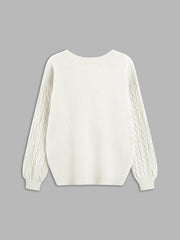 Suéter de cuello en V con punto trenzado