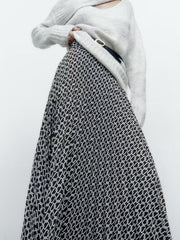 Langer Plisseerock mit Kettenmuster