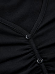 Button Down V-Neck Long Sleeve Shirt