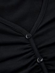 Button Down V-Neck Long Sleeve Shirt