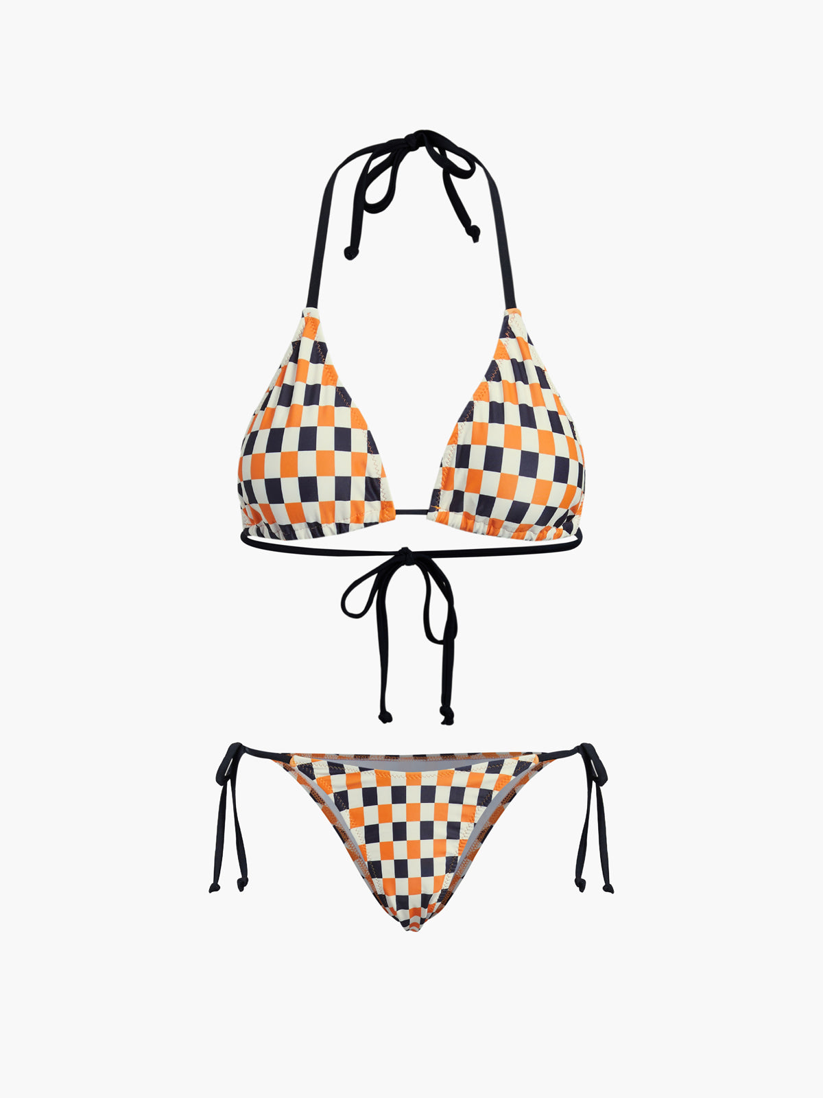 Carnival Checkered Halter Tie Back Two Piece Bikini Set