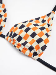 Carnival Checkered Halter Tie Back Two Piece Bikini Set