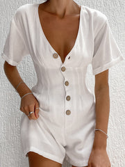 Jumpsuit aus Leinen-Baumwolle mit Knopfleiste