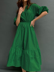 Cancun – Midikleid aus Baumwolle mit Puffärmeln