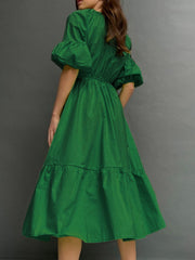 Cancun – Midikleid aus Baumwolle mit Puffärmeln