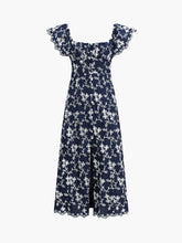 Midikleid mit Flügelärmeln und Blumenstickerei