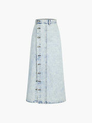 Maxi-Jeansrock mit Knopfleiste