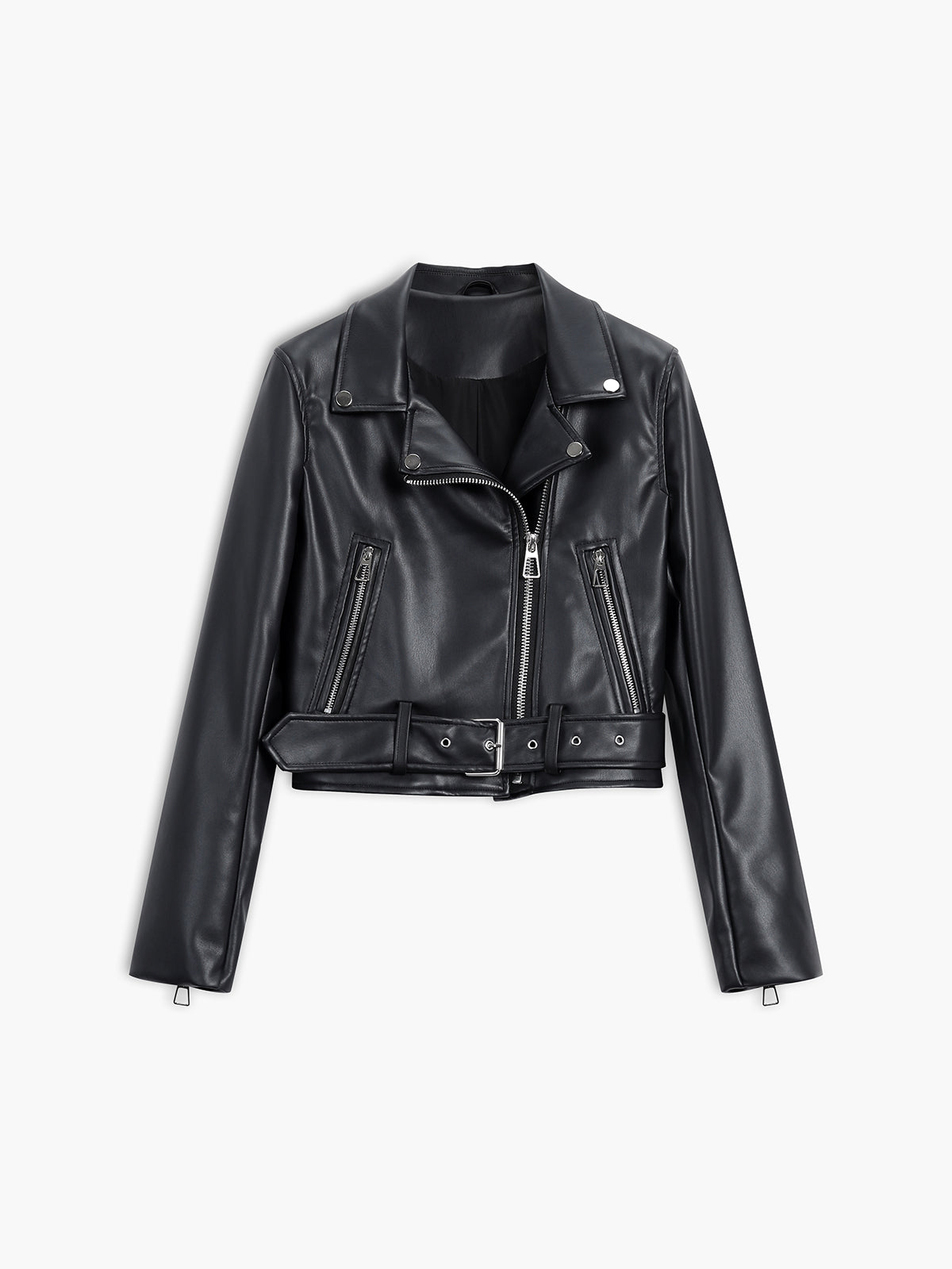 City Faux Leather Belted Jacket