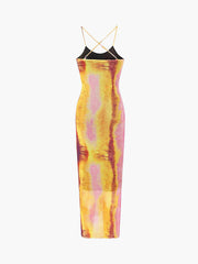 Vestido midi de malla con efecto tie-dye Celebrate Beauty