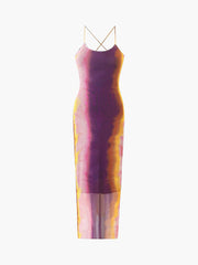 Vestido midi de malla con efecto tie-dye Celebrate Beauty