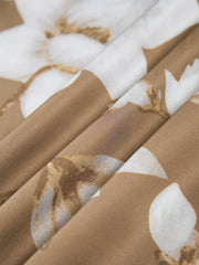 Camellia – Geblümtes Midikleid aus Satin mit Wasserfallausschnitt