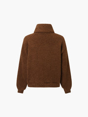 Karamellfarbene Fleecejacke mit Stehkragen