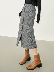 Maxirock aus Tweed-Bouclé mit Knopfleiste