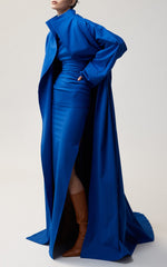 Gespaltenes Satin-Korsettkleid in Blau