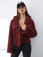 Teddy-Sherpa-Jacke mit Knopfleiste vorne
