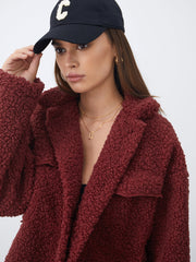 Teddy-Sherpa-Jacke mit Knopfleiste vorne