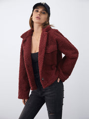 Teddy-Sherpa-Jacke mit Knopfleiste vorne