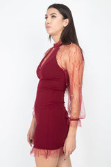 Figurbetontes Netzkleid mit Perlenbesatz