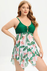 One Piece High Waist Green Plus Size Swimwear
