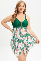 One Piece High Waist Green Plus Size Swimwear