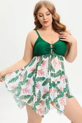 One Piece High Waist Green Plus Size Swimwear