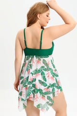 One Piece High Waist Green Plus Size Swimwear