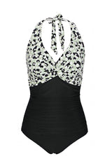 Einteiliger Badeanzug mit Neckholder und Print