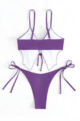 Bikini con estampado de mariposas moradas