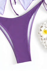 Bikini con estampado de mariposas moradas