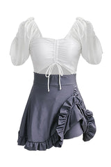 One Piece High Waist One Piece White Swimwear