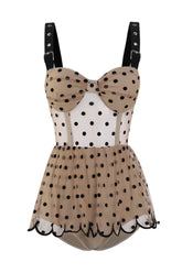 One Piece Polka Dots Apricot Swimwear