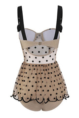 Einteilige Bademode mit Punkten in Aprikose