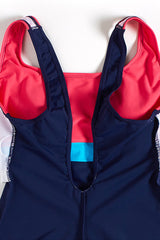 One Piece High Waist Navy Athletic Swimwear