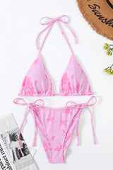 Two Piece Printed Pink Swimwear