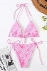 Two Piece Printed Pink Swimwear