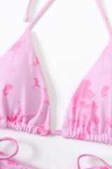 Two Piece Printed Pink Swimwear